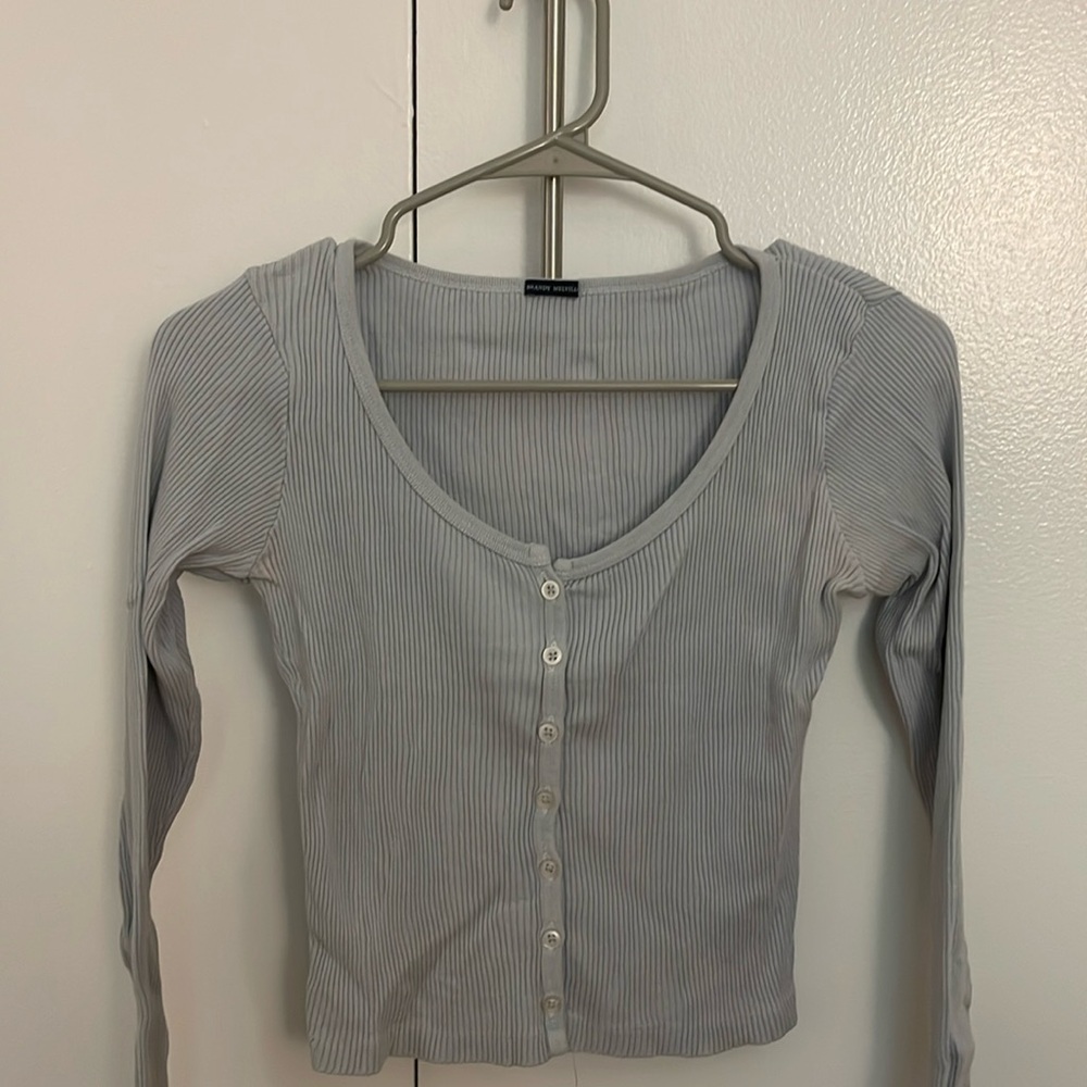 Staple Brandy Melville blue cropped cardigan (one size)